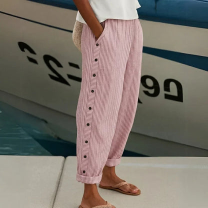 Caitlin | Elegant Button Striped Pants