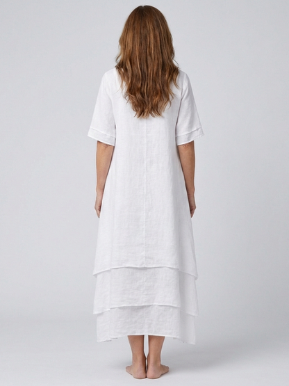 Clara | Short Sleeve Layered Midi Dress
