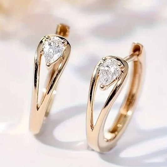 Exquisite Zirconia Golden Drop Earrings
