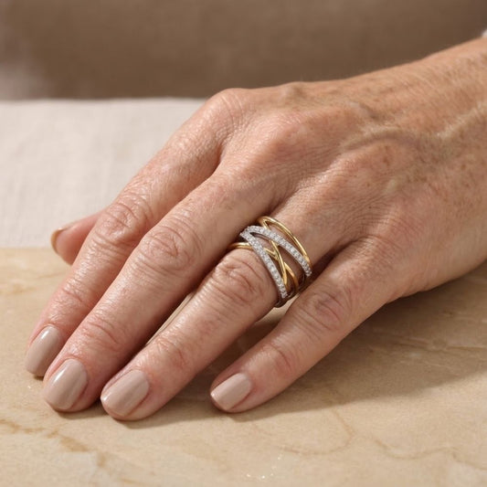 Zirconia Radiance Silver and Gold Ring
