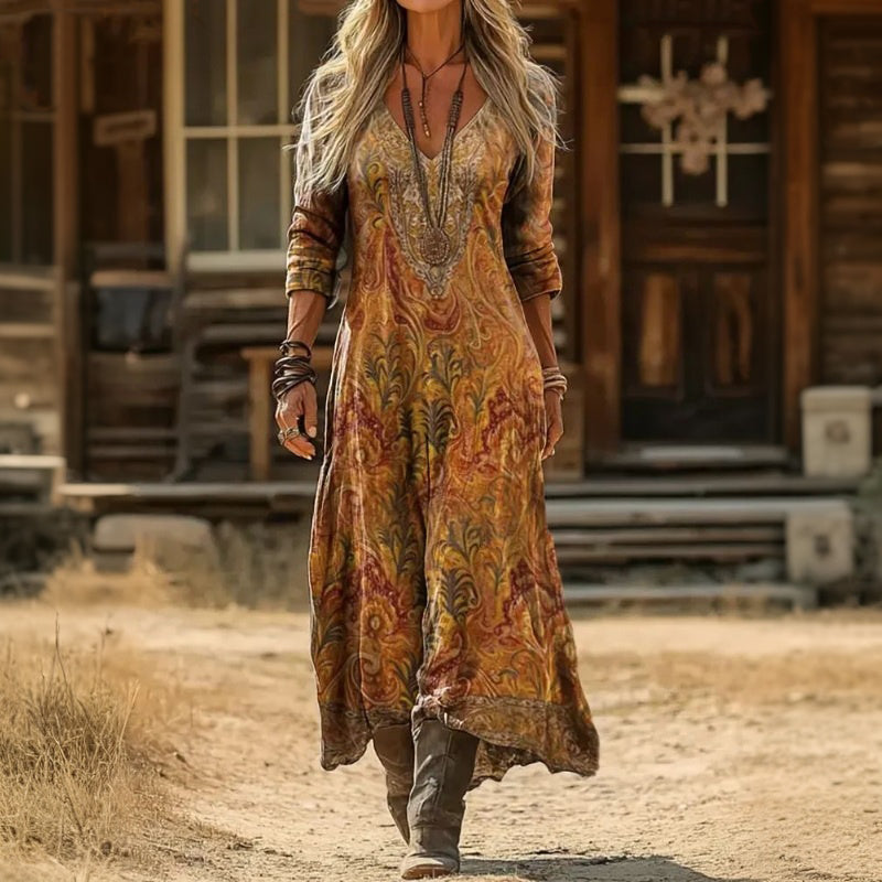 Evelyn | Vintage-Inspired Long Sleeve Casual Dress