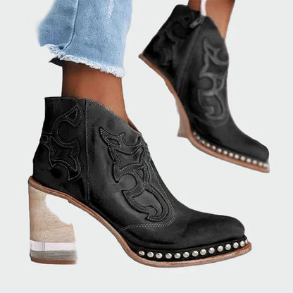 Embroidered Leather Boots