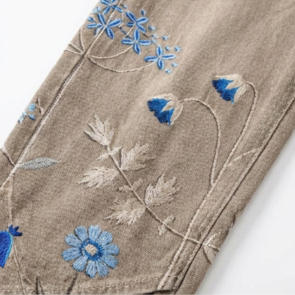 Bloomara – Women's Embroidered Wide-Leg Jeans with Tulip Hem