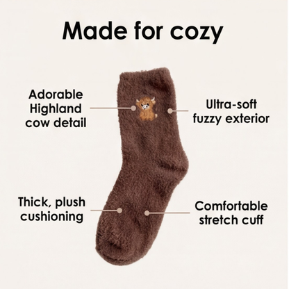 Cozymoo – Fuzzy Highland Cow Socks