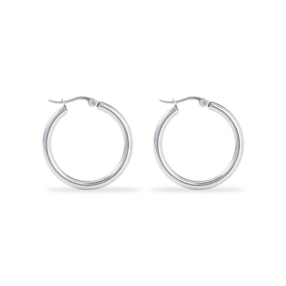 Polished Silver Classic Hoop Earrings