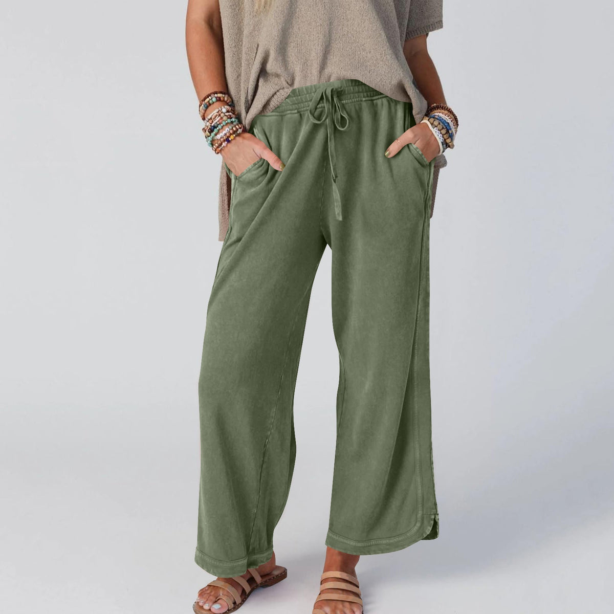 LETTY - RETRO BLOOM HIGH BANDED WIDE TROUSERS