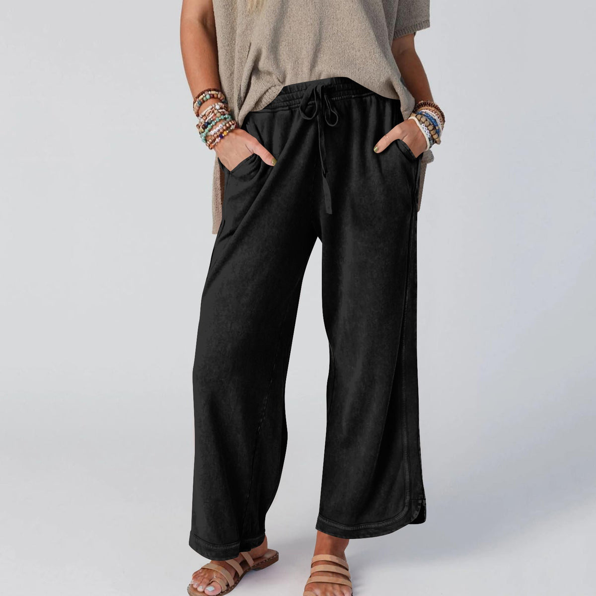 LETTY - RETRO BLOOM HIGH BANDED WIDE TROUSERS