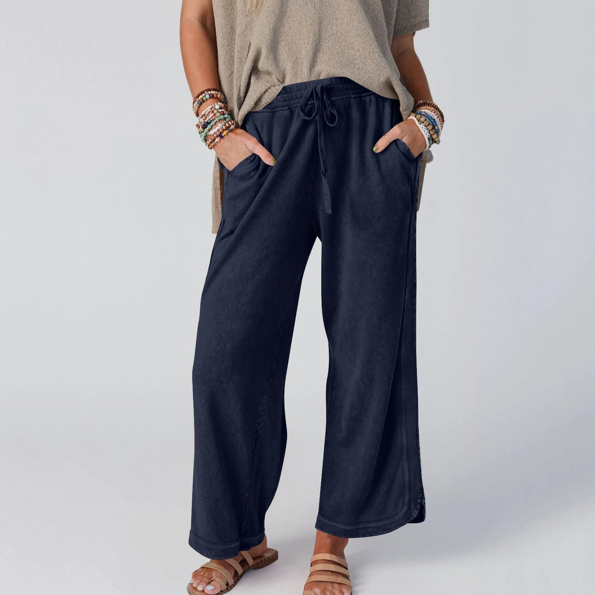 LETTY - RETRO BLOOM HIGH BANDED WIDE TROUSERS