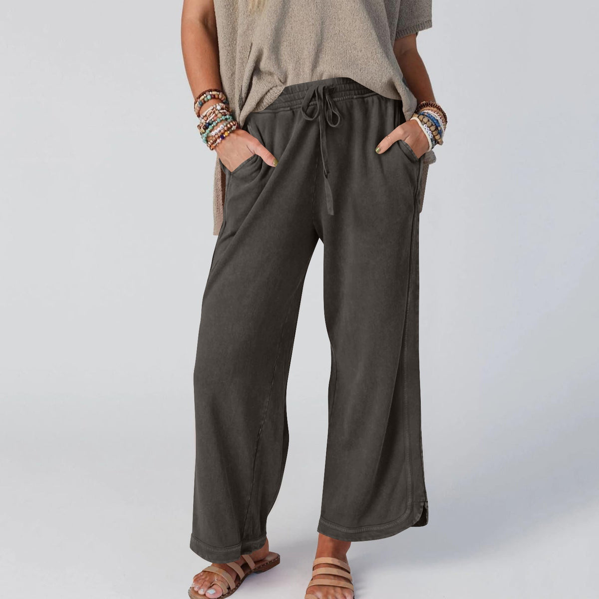 LETTY - RETRO BLOOM HIGH BANDED WIDE TROUSERS