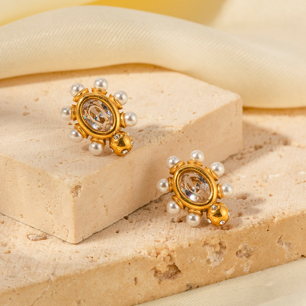 Sophisticated Gold Pearl Earrings