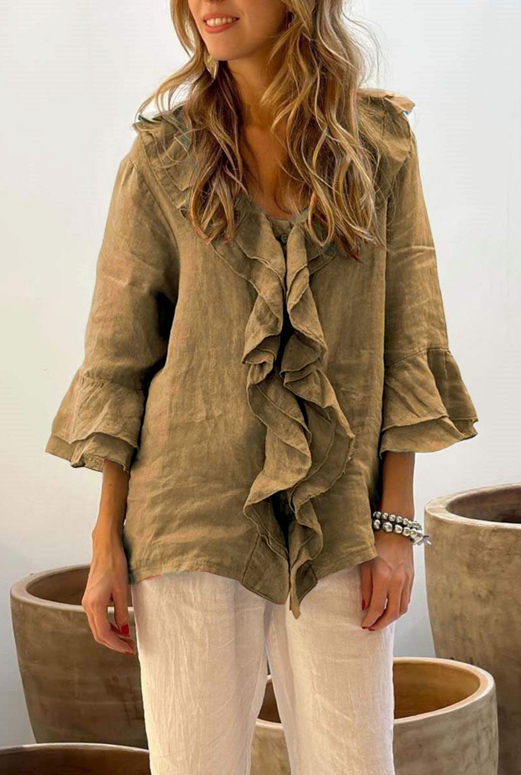 Primrose – Ruffle Front Tunic Blouse