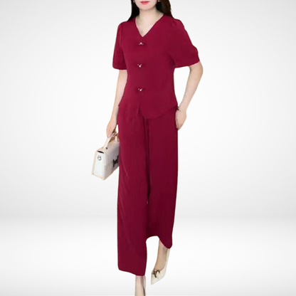 Elsie™ Elegant Short-Sleeve Two-Piece Set