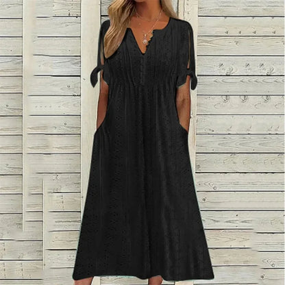 Isa | MIDI COTTON DRESS WITH RELAXED ELEGANCE