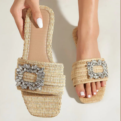 Stardom Square-Toe Crystal Flats