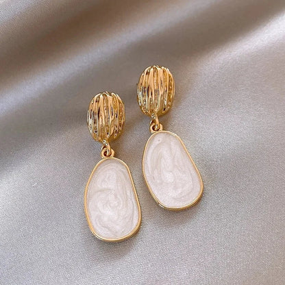 Vintage Enamel Oval Drop Earrings