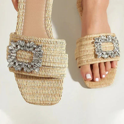 Stardom Square-Toe Crystal Flats