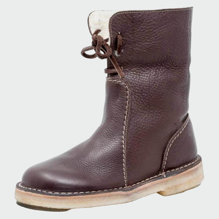 Waterproof Leather Ankle Boots with Wool Lining