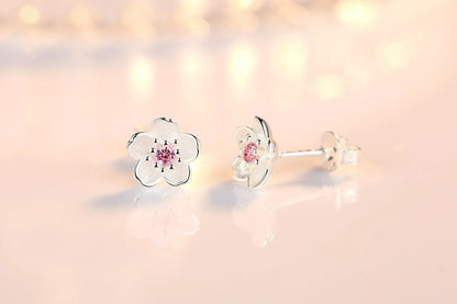Zircon Flower Stud Earrings