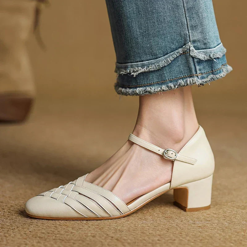 Éliane Leather Block Heels