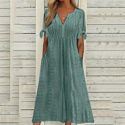 Isa | MIDI COTTON DRESS WITH RELAXED ELEGANCE