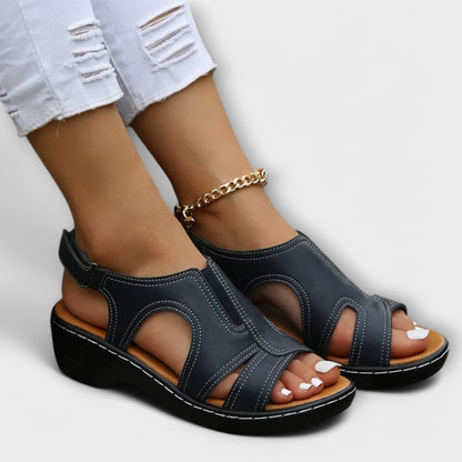 Christina - Orthopedic Leather Sandals with Comfort Heel