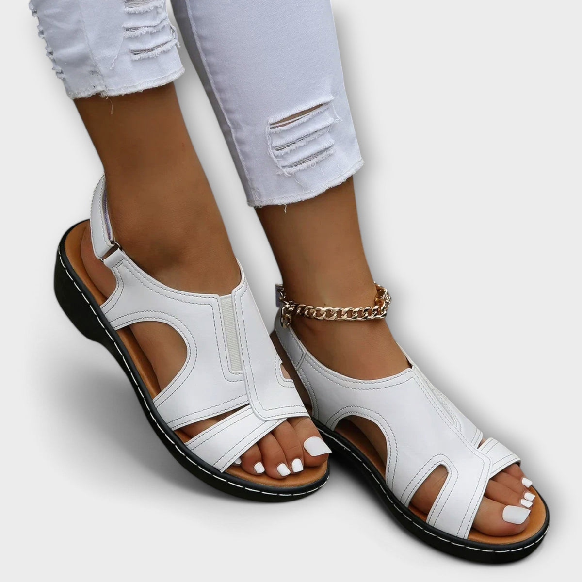 Christina - Orthopedic Leather Sandals with Comfort Heel