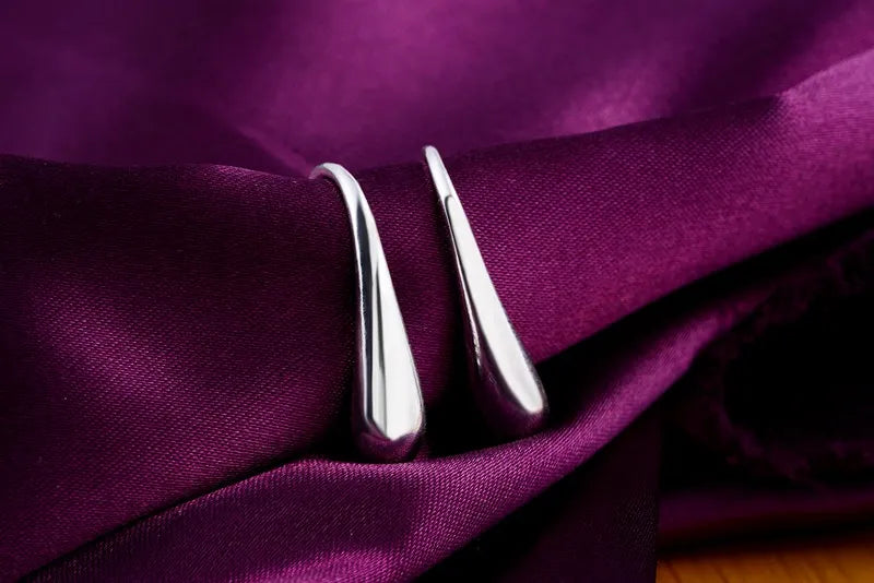 Sterling Silver Water Drop Hoop Earrings