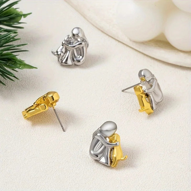 Bicolor Hugg Earrings in Silver and Gold