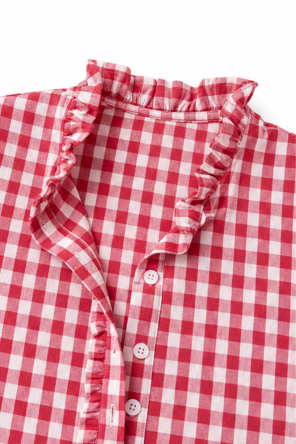 Rufina – Ruffled Collar Checked Print Blouse