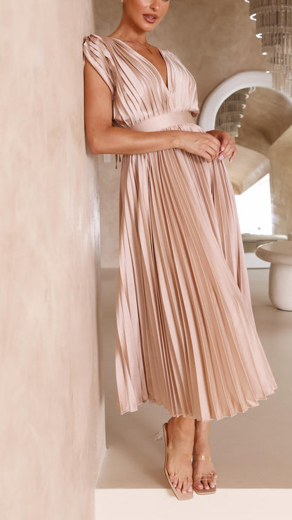 ALIYAH – ELEGANT PLEATED MIDI DRESS