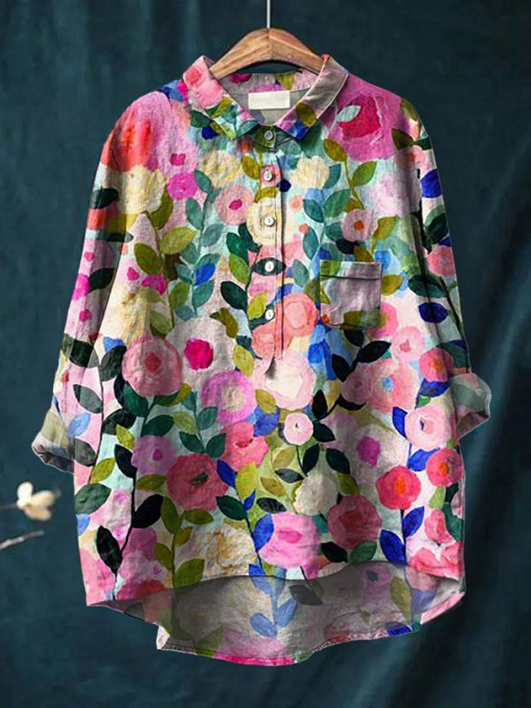 Lina | Vibrant Floral Embroidered Shirt
