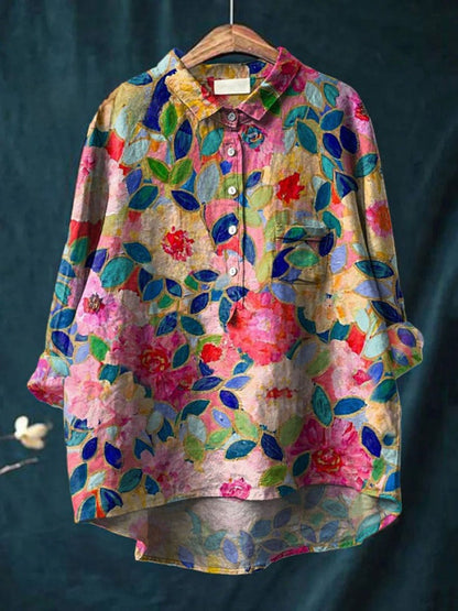 Lina | Vibrant Floral Embroidered Shirt