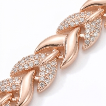 Lumara – Sparkling Leaf Link Necklace and Bracelet Set