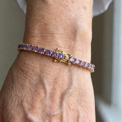Amethyst Tennis Gold Bracelet