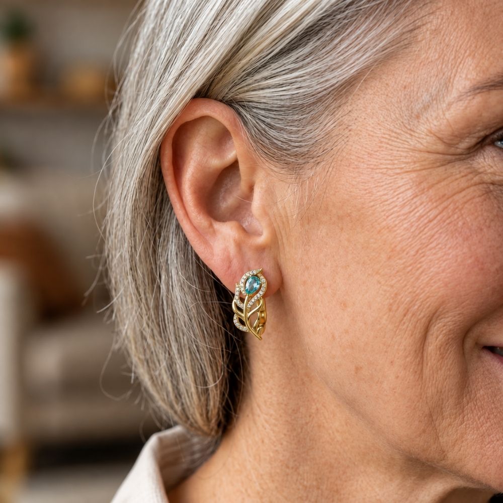 Turquoise Gold Leaf Earrings