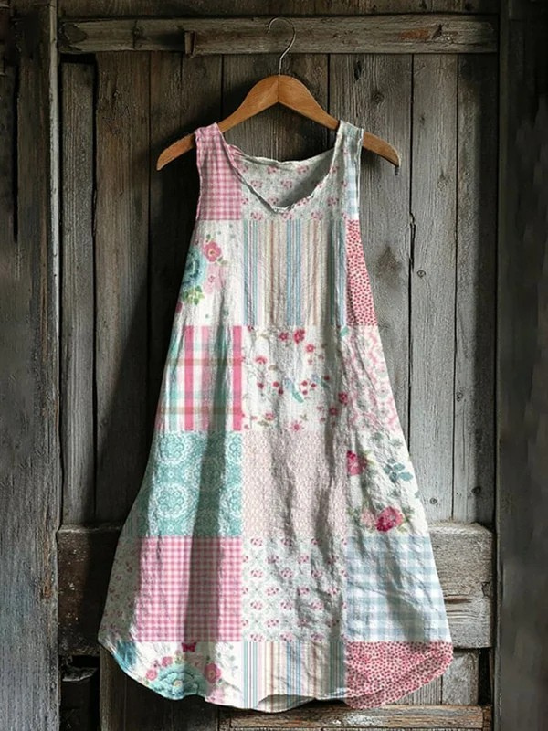 Cottage Patchwork Art Tank Dress