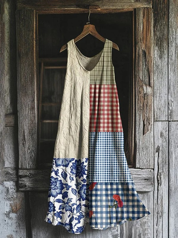 Countryside Charm Patchwork Art Dress