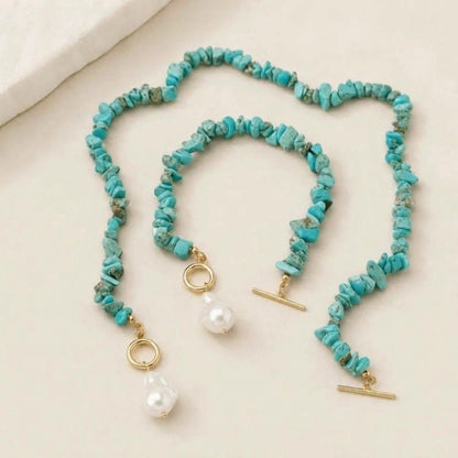 Turquoise Pearl Toggle Necklace & Bracelet