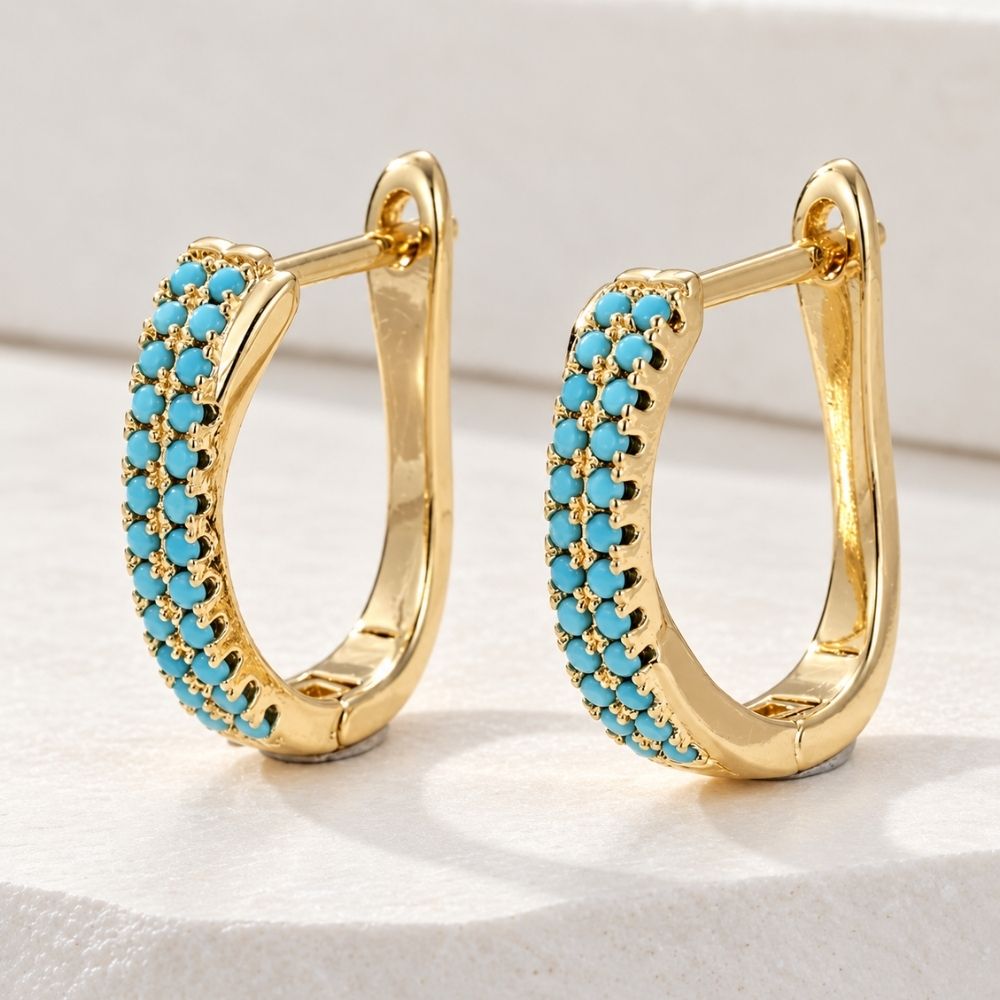 Turquoise Classic Gold Earrings