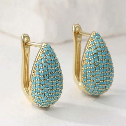 Turquoise Teardrop Hoop Earrings
