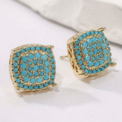 Turquoise Square Stud Earrings