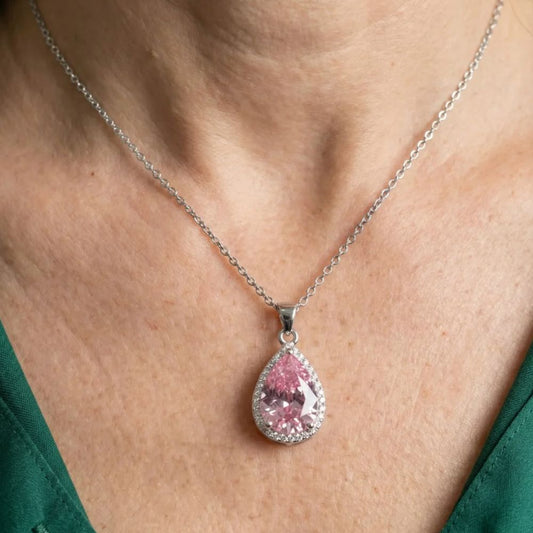 Pink Teardrop Necklace
