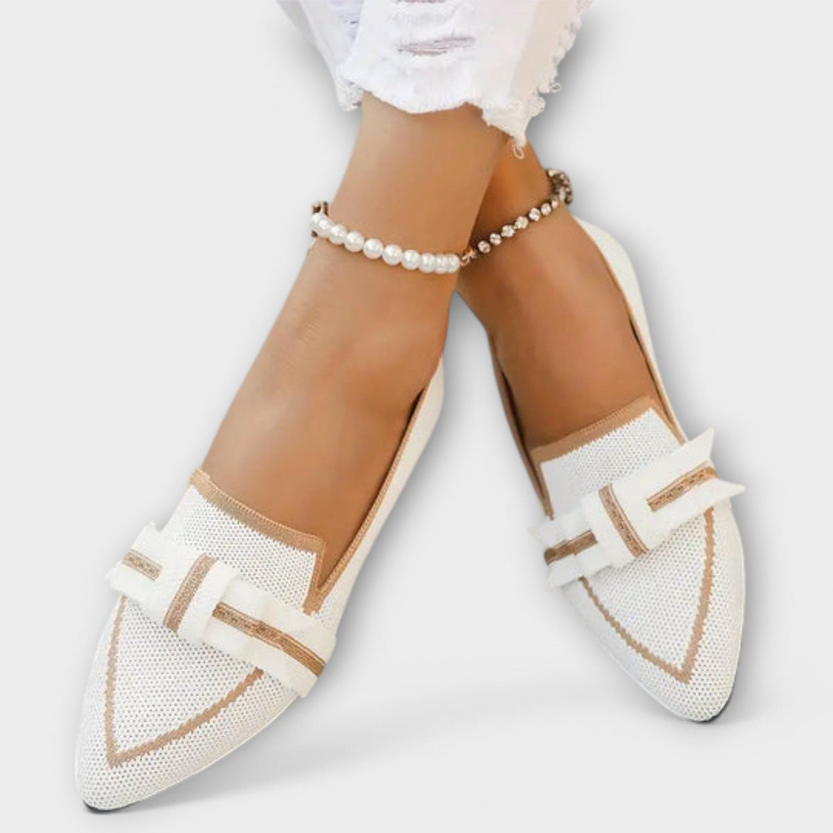 Flat Women's Shoes with Knot Design