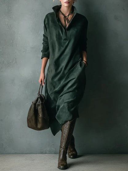 Elvira™ Relaxed Velvet Dress with Pockets