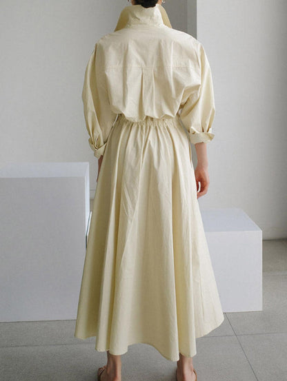 Elsie™ Elegant Button Lapel Midi Dress
