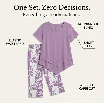 Lunavia – Asymmetric Tunic and Wide Leg Pants Set