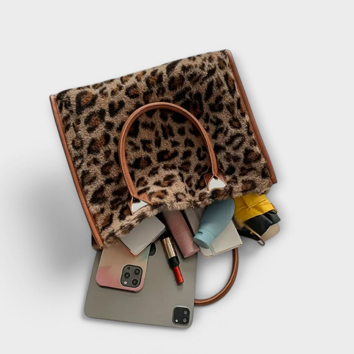 Chic Leopard Print Plush Tote