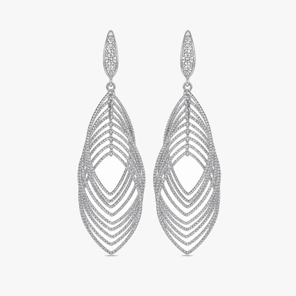 Lumivra - Cascading Silver Leaf Earrings