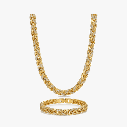 Lumara – Sparkling Leaf Link Necklace and Bracelet Set