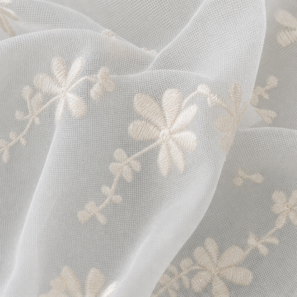 Wisplin – Embroidered Floral Tie-Up Sheer Curtain